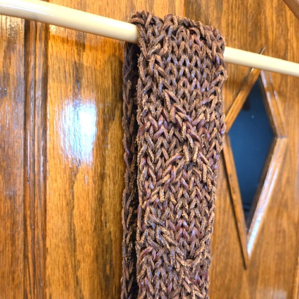 Vintage Woven Leather Belt with Fringe - Picture 2 of 6